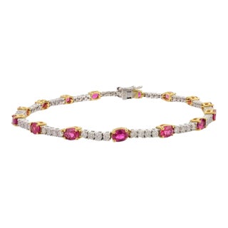 18 Karat Gold Genuine Ruby Diamond Engagement Bracelet for Women For Sale