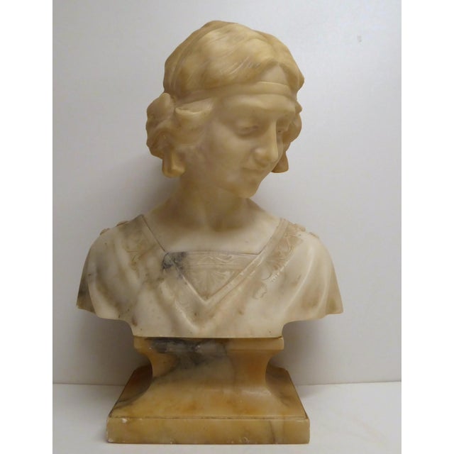 Antique Art Nouveau Carved Alabaster Bust, 1920s For Sale - Image 10 of 10