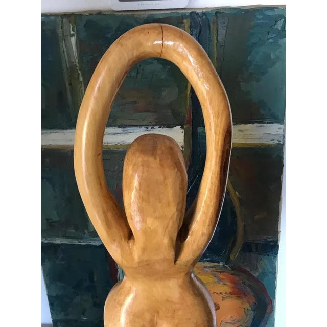 Large Modernist Wood Sculpture of Woman Dancer, Denmark, 1960s For Sale - Image 3 of 10