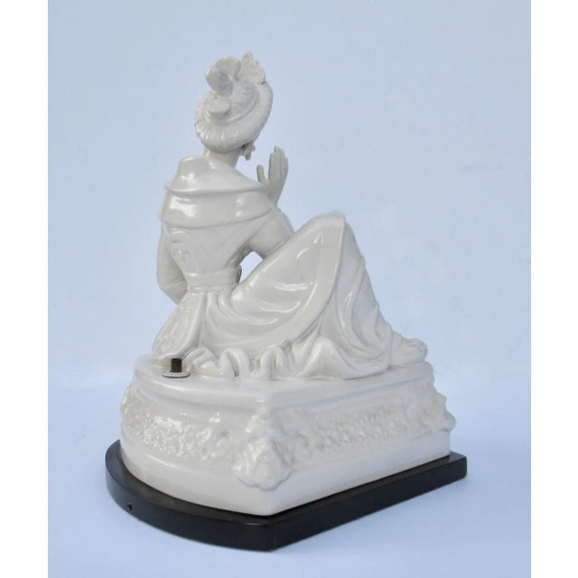 Wood C.1930's-50's Asian Porcelain Chinoiserie Blanc De Chin Sized Geisha For Sale - Image 7 of 12