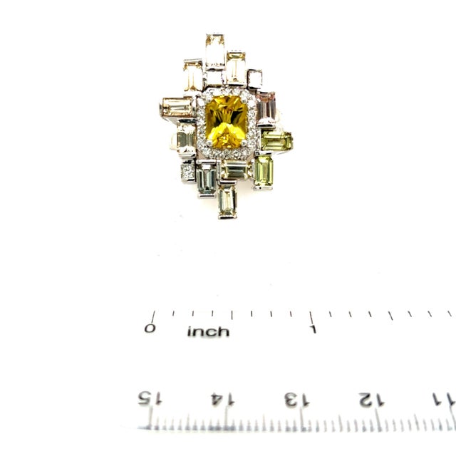 Natural Sapphire Diamond Ring 6.75 14k W Gold 13.3 TCW Certified For Sale - Image 16 of 18