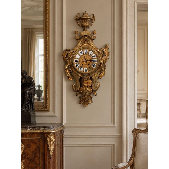 Louis XV, Figural Cartel Clock, Dore Bronze, Porcelain, Steel, France, 19thc A fine solid bronze large and impressive Wall...