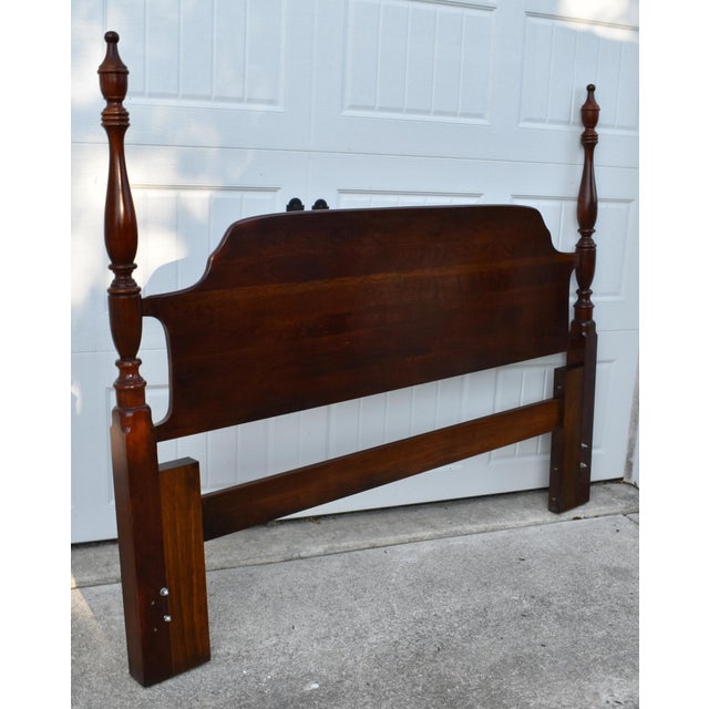 Cherry Queen/Full Headboard Vintage Poster Bed Chippendale Style For Sale - Image 10 of 13
