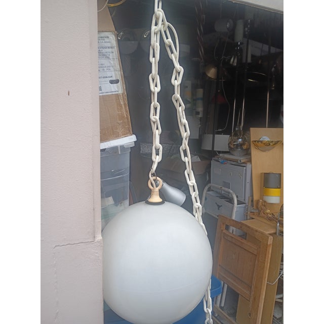 Mid-Century Modern 1970's 14" Diameter Globe Swag Pendant Lamp For Sale - Image 3 of 3