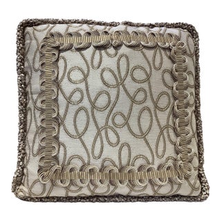 New Custom Handmade Cowtan & Tout Silk Swirl Pattern Fabric 18” Square Pillow ($520 Wholesale) For Sale
