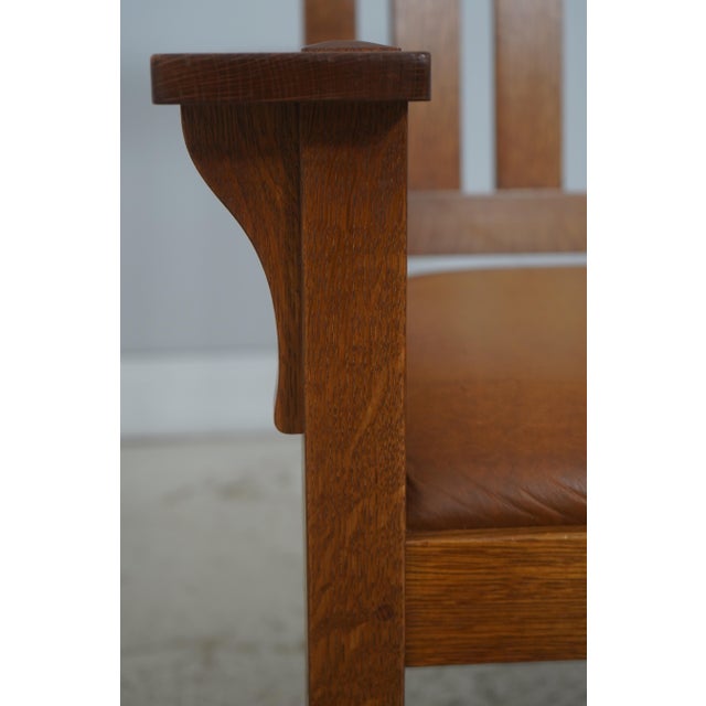 Brown Set of 6 Stickley Mission Oak Arts & Crafts Dining Chairs For Sale - Image 8 of 18