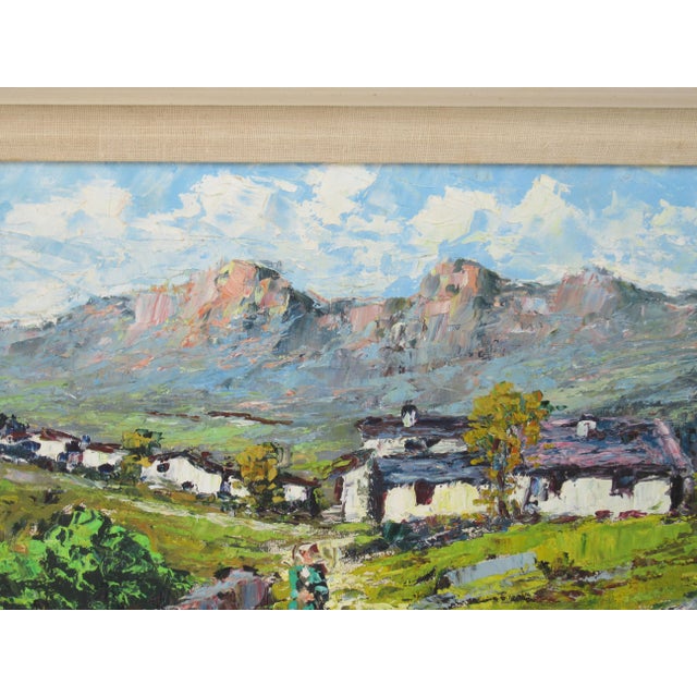 1940s Vintage C.1940's-50's Italian Sicilian Signed Artist Imressionist Landscape Oil Painting For Sale - Image 5 of 13