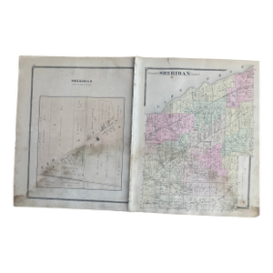 1881 Original 2 Sided Colored Map of Dunkirk & Sheridan, Chautauqua CountyNew York