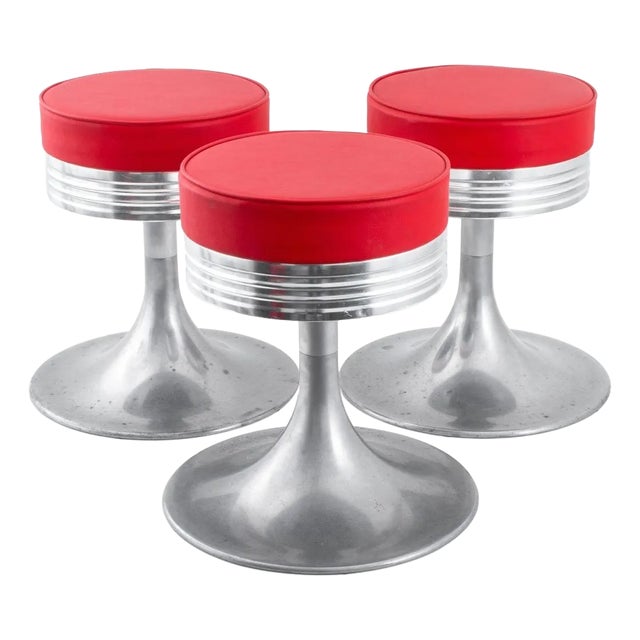 American Industrial Modern Aluminum Stools, 3 For Sale