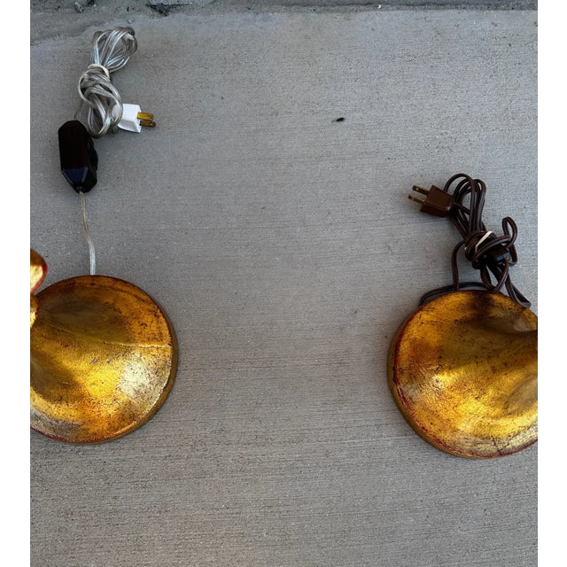 Vintage Alberto Giacometti Style Gilt Brass Table Lamps-A Pair For Sale - Image 9 of 11