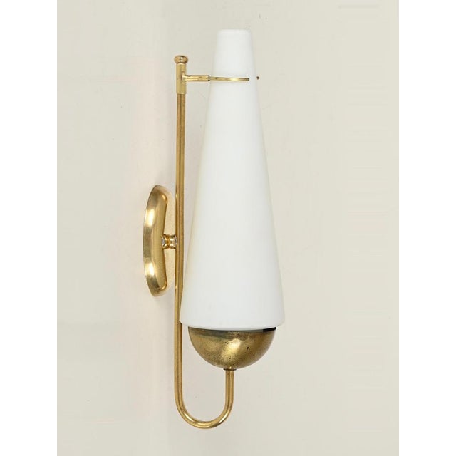 Gold Large Opaline Glass and Brass Sconce from Stilnovo, Italy, 1950s For Sale - Image 8 of 11
