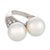 Contemporary French Vintage Cultured Pearl Diamond 18k White Gold Toi Et Moi Ring, Size 6.5 For Sale - Image 3 of 6