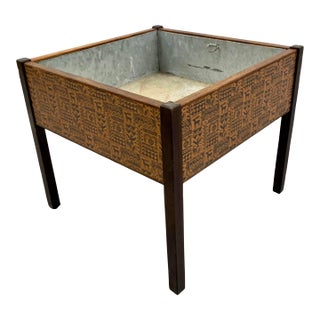 Vintage Scandinavian Planter With Pressed Copper Sides For Sale