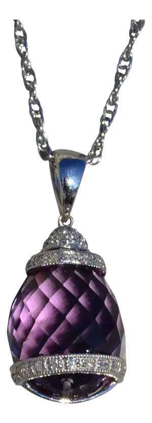 The Ivanna: Ladies Bold Amethyst and Diamond Necklace in 14K