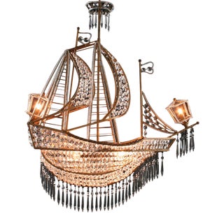 Large Sailing Ship Crystal Chandelier For Sale