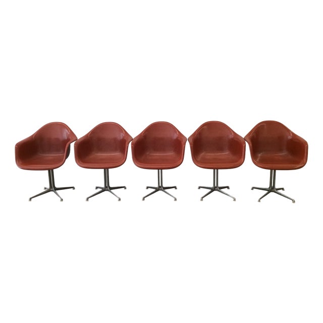 Armchairs and One La Fonda Chair by Charles & Ray Eames for Herman Miller, 1970s, Set of 6 For Sale