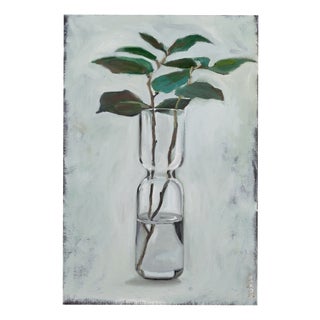 Justyna Kuklo, Tall Transparent Vase with a Twig, 2020, Oil on Canvas, Framed For Sale