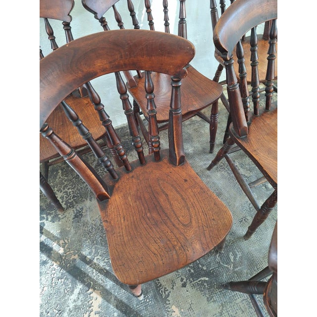 Antique 19th Century Oak Farmhouse Dining Chairs, Set of 6 For Sale - Image 4 of 9