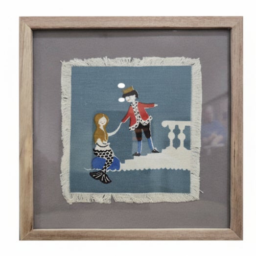 Set of six vintage Danish textile napkins depicting charming Hans Christian Andersen fairy‑tale scenes, designed by Aase...