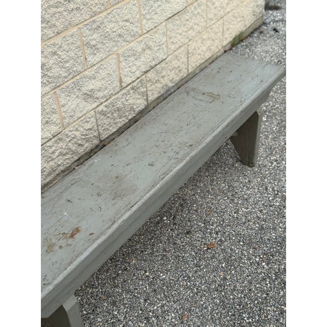 Vintage Primitive Gray Painted Wood Bench For Sale In Philadelphia - Image 6 of 12