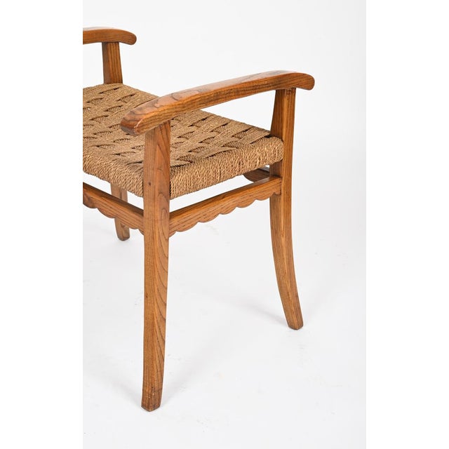 Wood Vintage Italian Oak and Woven Rope Stools by Giuseppe Pagano, Italy, 1940s, Set of 2 For Sale - Image 7 of 14