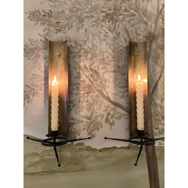 Tony Paul Pair of Mid-Century Brass Candle Sconces For Sale - Image 4 of 4