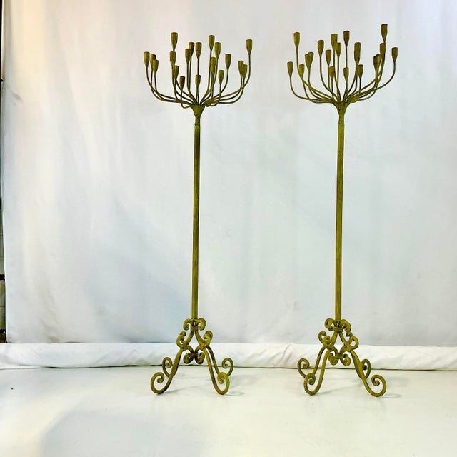 Late 1800s Antique French Art Nouveau Monumental Candelabras, Floor Candle Stands- A Pair. For Sale - Image 11 of 12