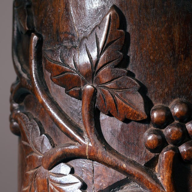 Wooden Pedestals Column with Hand-Carved Grapevine Motif, France, 1950s, Set of 2 For Sale - Image 10 of 14