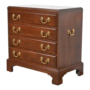 Ethan Allen Georgian Solid Cherry Wood Four-Drawer Bedside Chest