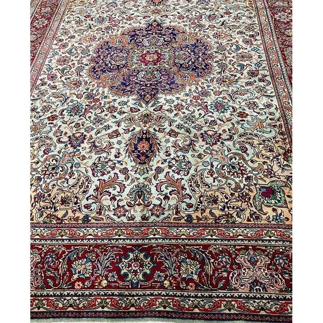 1970s Old Persian Tabriz Area Rug 7’10” X 11’4″ For Sale - Image 9 of 13