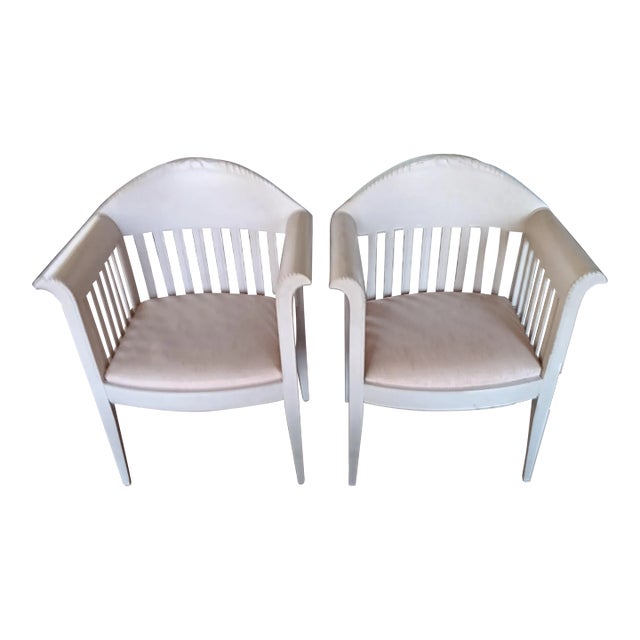 1980s Art Nouveau White Chair - Set of 2 For Sale