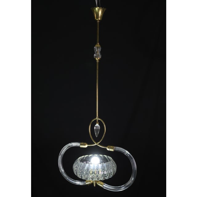Art Deco 1940s Amazing Art Decò Clear Murano Glass Chandelier by Seguso For Sale - Image 3 of 13