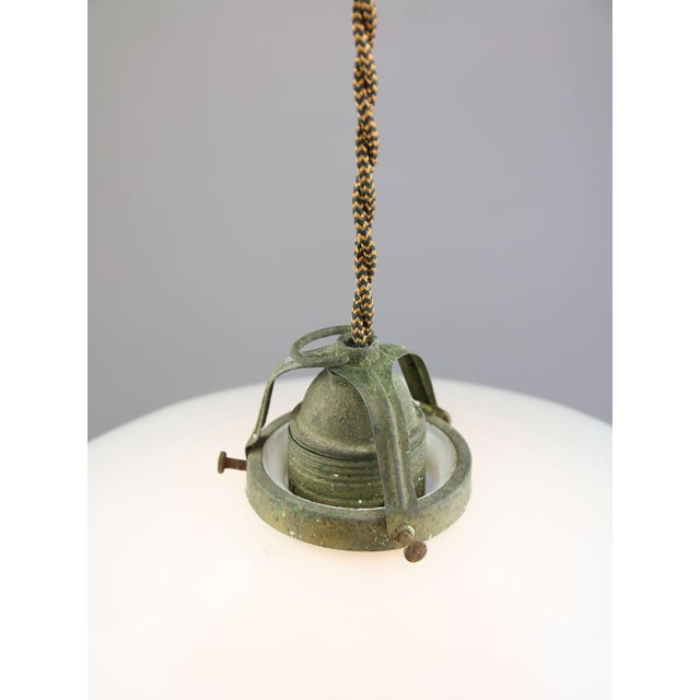 Ceramic Mid-Century Italian Ceramic and Brass Pendant Lamp For Sale - Image 7 of 14