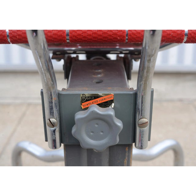 1950s Mid Century Industrial Bevco Chrome Office Desk Chair With Red Upholstery For Sale - Image 11 of 13