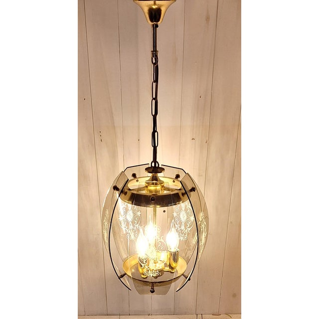 Vintage Hanging Lamp with Brass Frame from Honsel, 1980s For Sale - Image 3 of 8