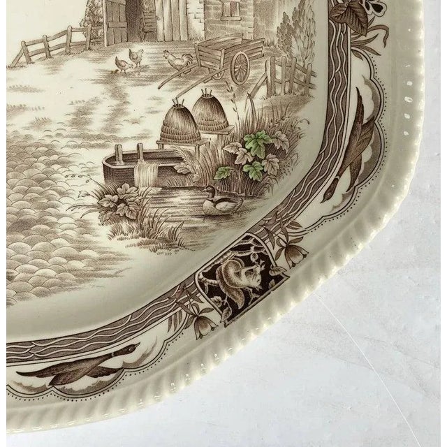 English Transferware Large Turkey Platter, Barnyard King by Johnson Brothers For Sale In Austin - Image 6 of 11