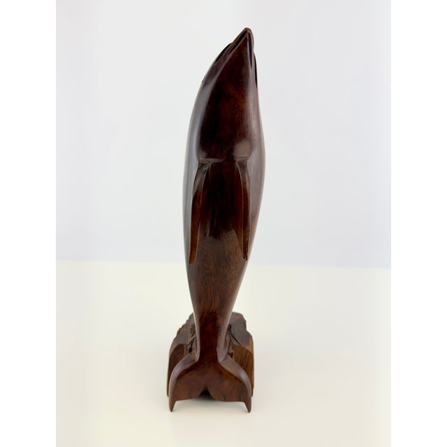 Wood Vintage Hand-Carved Wood Dolphin Sculpture For Sale - Image 7 of 11