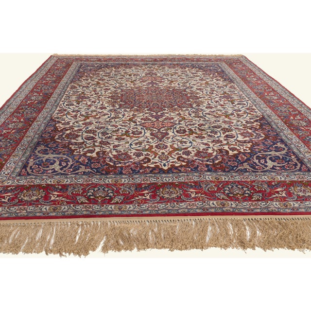 Baroque Vintage Persian Isfahan Rug, 06'07 X 10'03 For Sale - Image 3 of 10