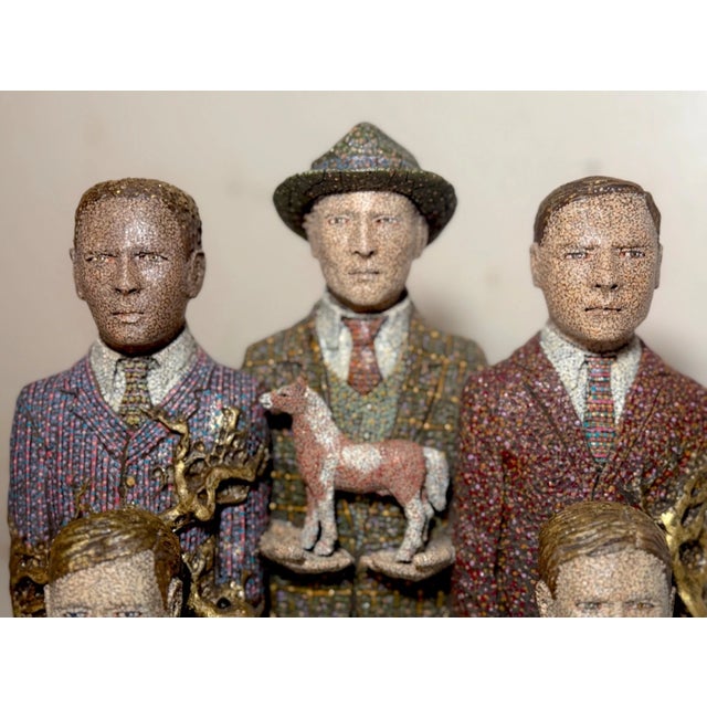 2000 - 2009 Original Richard Cleaver Wood Ceramic Oil Paint Men With Horse Sculpture Statue For Sale - Image 5 of 18