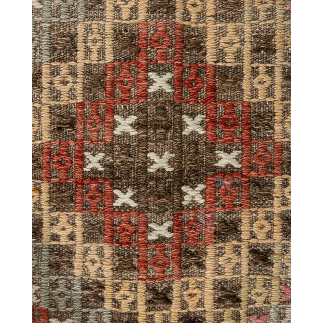 Textile Vintage Turkish Jajim Flatweave Area Rug 5ft 2in X 9ft 7in For Sale - Image 7 of 10