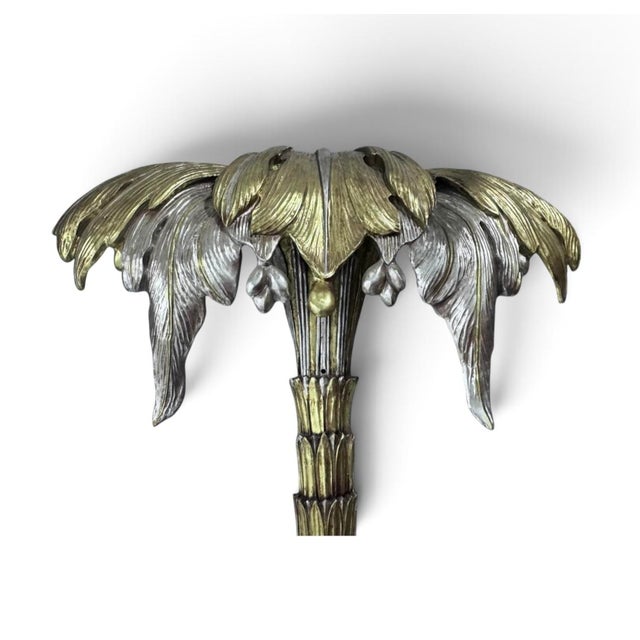 Five of these monumental size palm tree wall sconce lamps Maison Jansen style are offered. A rare piece and truly a...
