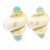 Vintage Maz Jumbo 14k Gold Shell and Turquoise Cabochon Earrings, A Pair For Sale In Miami - Image 6 of 11