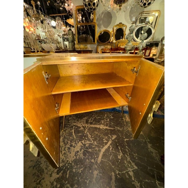 Wood Pair of Murano White Glass and Brass Side Tables For Sale - Image 7 of 7