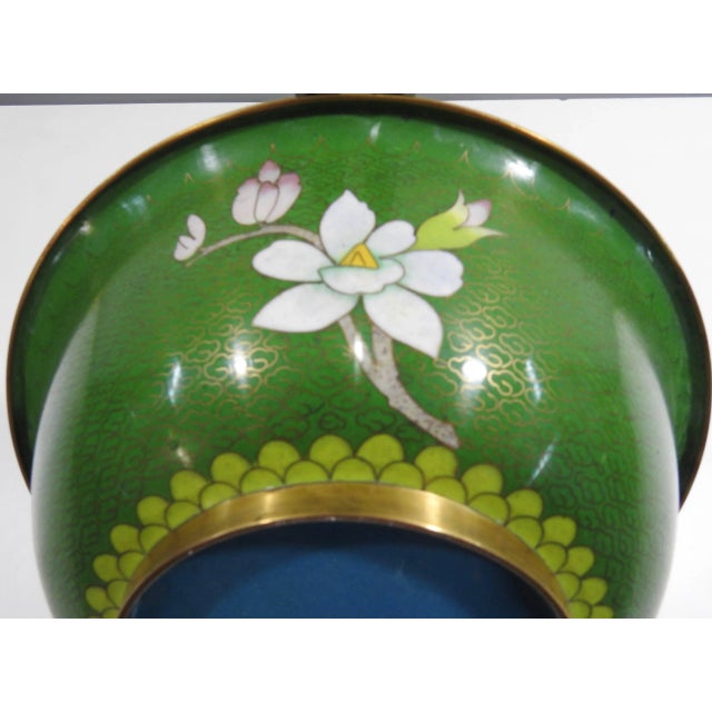 1940s Mid Century Cloisonne Bowl With Floral Details For Sale - Image 5 of 10
