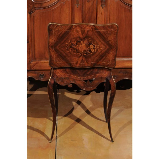 19th Century French Louis XV Style Marquetry Dressing Table with Floral Motifs For Sale - Image 10 of 12