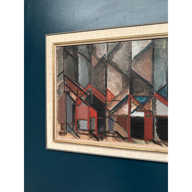 Original Swedish Oil on Canvas – “Diagonal Rooms” by Carl Köhler (1919–2006) – Signed – Early Abstract Work c.1950s –...