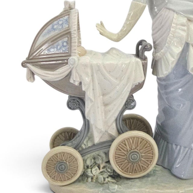 Figurative Lladro #4938 Baby's Outing Spanish Porcelain Woman With Baby Carriage For Sale - Image 3 of 12