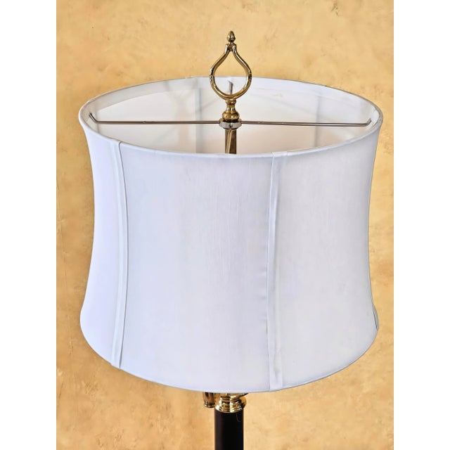 Vintage Brass Empire French-Style Tole Bouillotte-Style Lamp With Dual Black Chain Bulb Switches With Shade For Sale - Image 10 of 12