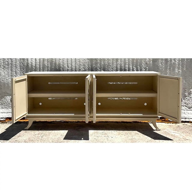 Wood Vintage Coastal Chinese Chippendale Mirrored Credenza After Century For Sale - Image 7 of 7