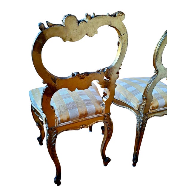 A Pair of Rococo-Style, Gilded and Putti-Adorned Side Chairs For Sale - Image 9 of 12